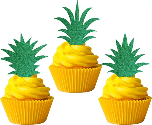 Miniatura 8 de 7 piezas de hojas tropicales con purpurina para tartas, plantas verdes de la selva, paletas, hojas de palmera, decoración de pasteles para verano
