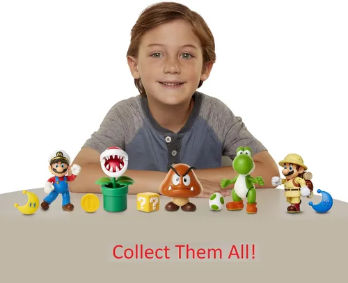 Miniatura 7 de World of Nintendo Super Mario Piranha Plant Figura articulada de 4 pulgadas con moneda