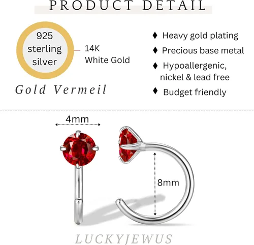 Miniatura 36 de 925 Sterling Silver Small Huggie Half Hoop Earrings for Women