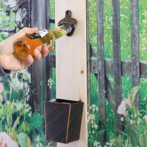 Miniatura 3 de Abridor de botellas de cerveza de hierro fundido de estilo antiguo Abridor de tapa de botella montado en la pared Oro envejecido (3 PCS)