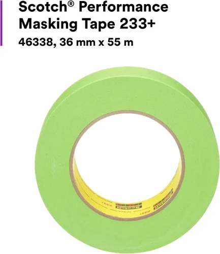 Miniatura 3 de 3M Scotch Cinta de enmascarar de alto rendimiento 233+, 46338, 1.417 pulgadas x 21.65 pulgadas, 1 rollo, flexible, resistente a la humedad, verde, a