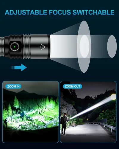 Miniatura 4 de Linterna LED recargable con lente de encendido, linternas EDC de 1500 lúmenes, 5 modos con zoom, tipo C, linternas tácticas de mano de alta potencia