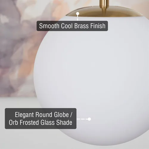 Miniatura 2 de Kira Home Ceres - Lámpara colgante de orbe de 14 pulgadas de estilo moderno de mediados de siglo con difusor esmerilado blanco mate suave, acabado