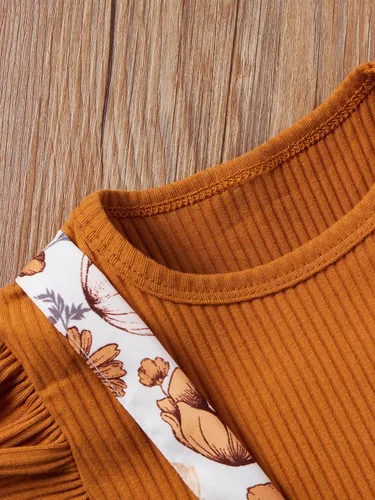 Miniatura 2 de Conjunto de ropa para bebé recién nacida, con volantes, manga corta, acanalada, para verano