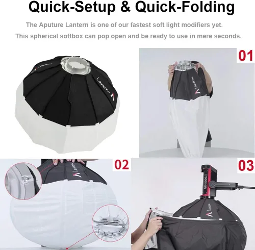Miniatura 7 de Aputure Modificador de luz suave para farol, 26 pulgadas, ajuste rápido, plegable, luz espacial Aputure mejorada para 300D Mark II 120D 120T 120D