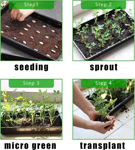 Miniatura 6 de RooTrimmer Paquete de 10 bandejas 1020, bandejas extragruesas y resistentes para iniciar semillas, sin agujeros, sin fugas, planos, reutilizables