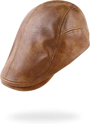 Miniatura 20 de Gorra de hiedra para hombre, sombrero de cuero de PU para hombre, boina ajustable, gorra plana de golf, gorra plana Gatsby, sombrero de pesca