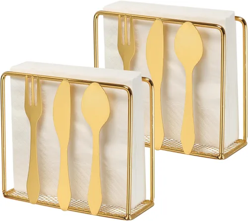 Miniatura 9 de uxcell Servilletero de metal cuadrado de 4.5 x 1.8 x 4 pulgadas, elegante decoración de mesa de hierro rústico para el hogar, cocina, hoteles