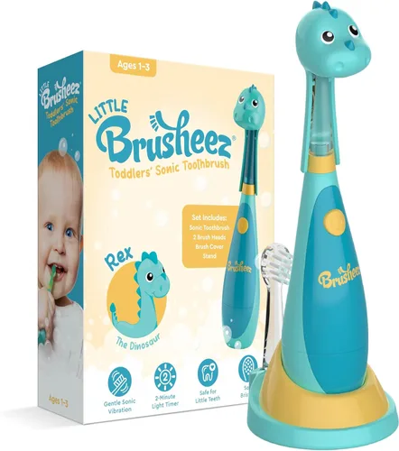 Miniatura 11 de Brusheez Cepillo de dientes sónico para niños pequeños - Cepillo de dientes seguro y suave para edades 1-3 con temporizador de 2 minutos Spotty