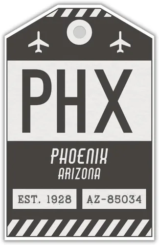 PHX - Etiqueta adhesiva para equipaje de Phoenix Arizona, con código de aeropuerto, decoración de viaje coleccionable, diseño de inspiración vintage