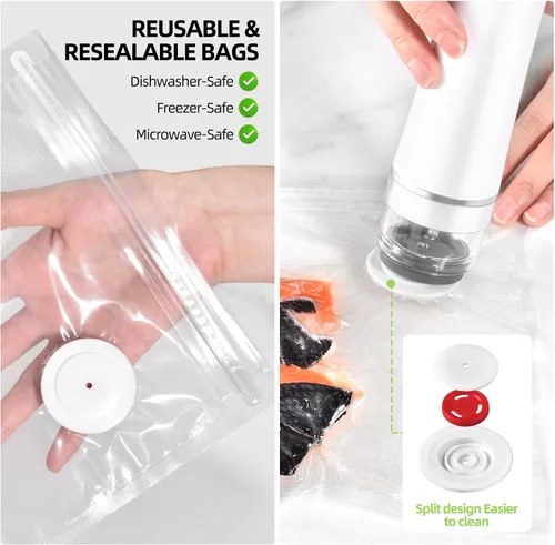 Miniatura 6 de VENMATE Bolsas reutilizables selladoras al vacío, paquete de 15 unidades sin BPA de 8 x 8 pulgadas, grado comercial de alta resistencia, a prueba