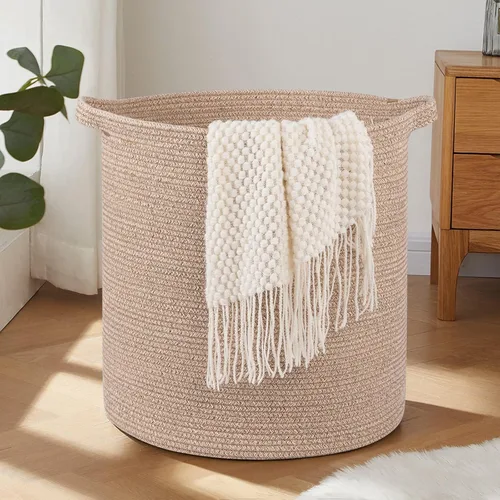 OIAHOMY Cesta de lavandería de 80 L, cesta de almacenamiento con asas, cesta de lavandería para juguetes, almohadas, mantas, ropa, 20 x 18 pulgadas,