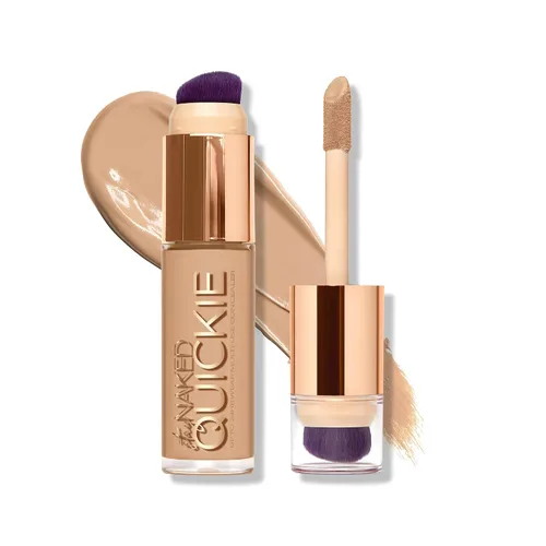 Miniatura 9 de Urban Decay Quickie Corrector impermeable de cobertura completa 24 horas, acabado mate natural, vitamina E hidratante, cepillo de pulido de doble