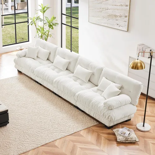 Miniatura 24 de Otomana beige para sofá modular modular, sofá individual, asiento otomano para sofá modular convertible, sofás de terciopelo para sala de estar