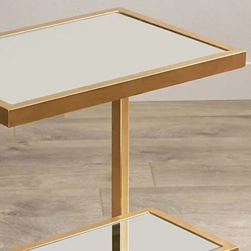 Miniatura 4 de Mesa de Centro Mesa de centro en forma de G, mesa auxiliar cuadrada creativa, parte superior de vidrio y metal con acento e acento decorativo