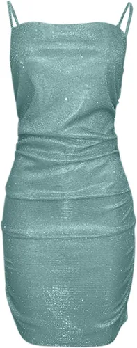 Miniatura 5 de Vestido de lentejuelas con purpurina para mujer, con tirantes delgados, vestido de fiesta brillante, sin mangas, bodyocn, minivestidos para discoteca