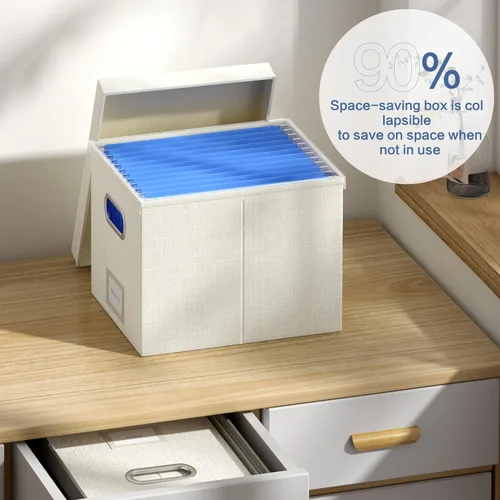 Miniatura 3 de Caja organizadora de archivos - Cajas de archivos para colgar archivos con tapa, juego de 3 carpetas decorativas colgantes organizadoras con rieles