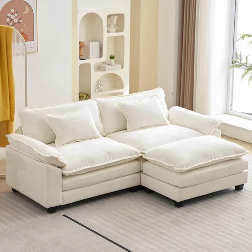 Miniatura 28 de Oprisen Sofá Seccional Modular, Cómodo Cloud Couch Sofá Seccional, Sofá Cama de Chenilla con Asiento Profundo con Almohadas Decorativas para Sala