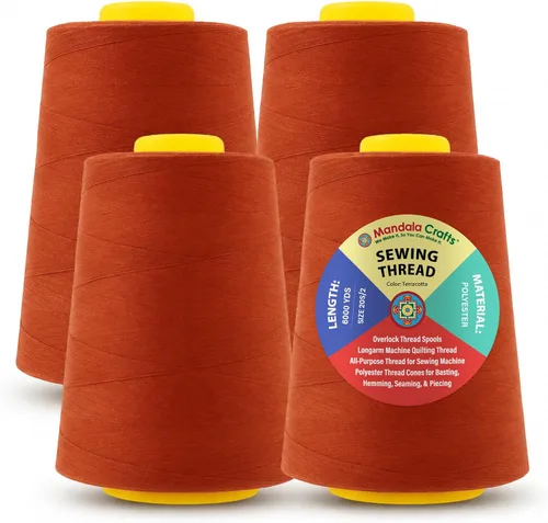 Miniatura 57 de Mandala Crafts 4 Pack of Serger Threads Cones Spools - 20S/2 24000 Yards Polyester Baby Blue Threads for Sergers Machine and Overlock Quilting