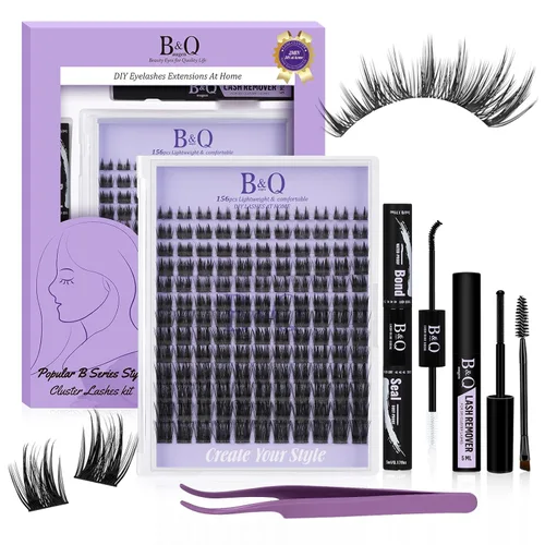 Miniatura 22 de B&Qaugen Racimos de Pestañas 156PCS Kit de Racimos de Pestañas B01+B02+B19 Kit de Extensión de Pestañas DIY Kit de Extensión de Pestañas 8-18mm