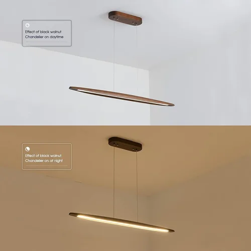 Miniatura 9 de YISDESIGN Lámpara colgante lineal de madera de 51 pulgadas, lámpara moderna para mesa de billar, luces de isla de cocina para comedor, bar, isla