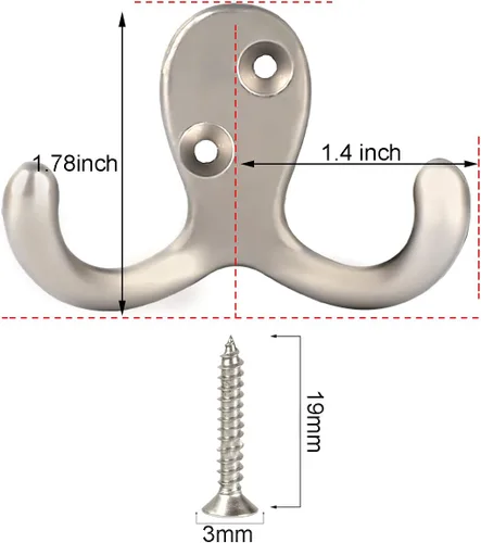 Miniatura 2 de IBosins 10 unidades de ganchos resistentes de doble punta para colgar en la pared con 20 tornillos, ganchos retro de doble punta para abrigo, 10