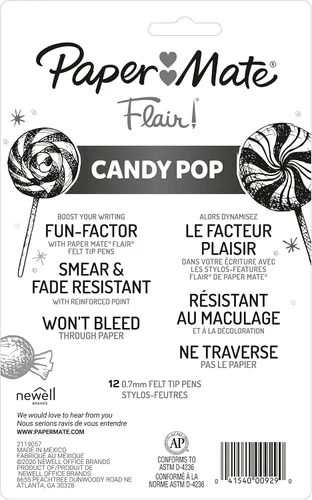 Miniatura 7 de Paper Mate Flair Bolígrafos de punta de fieltro, punta media (0.028 in / 0.7 mm), edición limitada Candy Pop, colores surtidos, 12