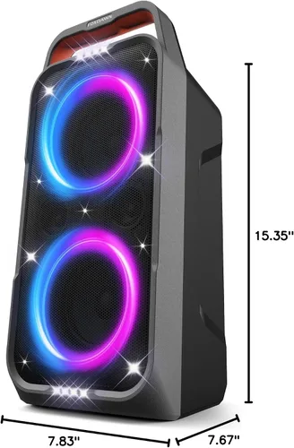 Miniatura 8 de Foxdawn Altavoz Bluetooth para fiestas: 240 W pico de sonido fuerte, graves profundos, tiempo de reproducción de 15 horas, carga rápida, IPX4
