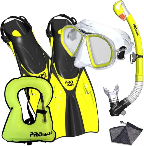 Miniatura 11 de Promate Juego de esnórquel, máscara de aletas de esnórquel y bolsa de equipo de snorkel seco para adultos y jóvenes, juego de esnórquel