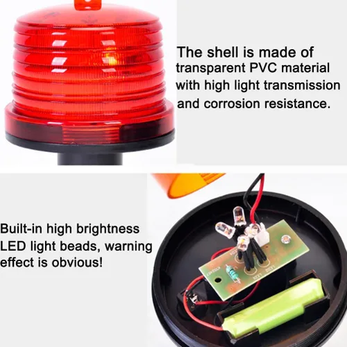 Miniatura 4 de Aolyty Luz solar de advertencia, lámpara LED de advertencia impermeable, luz de seguridad solar súper brillante con interruptor para construcción