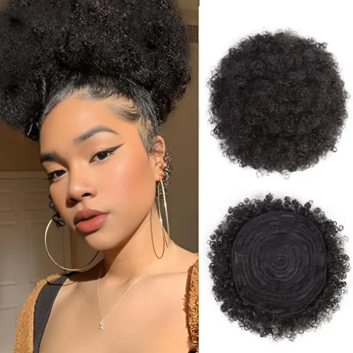 Miniatura 15 de AISI QUEENS Peluca de Cola de Caballo Afro con Cordón Rizada Crespa Rizada Peluca de Cola de Caballo con Clip para Mujeres Negras y Niños Sintética
