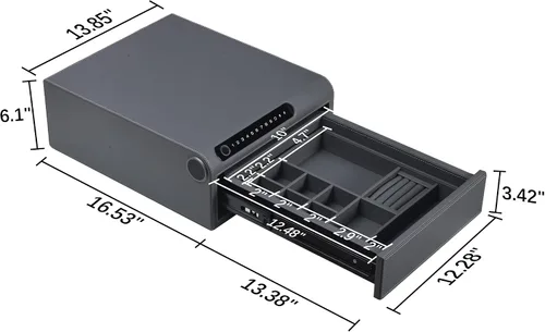 Miniatura 2 de Caja fuerte para joyas con cajones, biométrico de huellas dactilares, caja fuerte deslizante para pistolas, caja fuerte para almacenamiento de joyas