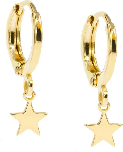 Miniatura 14 de 14K Gold Clasp Closure Dangle Earrings, Trendy Hoop with Charm, Huggie Hoop Earrings, Hypoallergenic Nickel Free Earrings, Lightweight Huggies for
