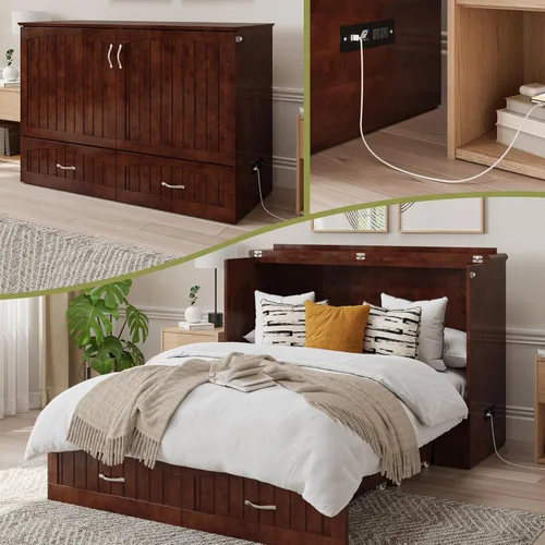 Miniatura 23 de AFI, Southampton Murphy - Cómoda de cama individual XL con colchón de 6 pulgadas, cajón de almacenamiento y cargador USB integrado, color gris