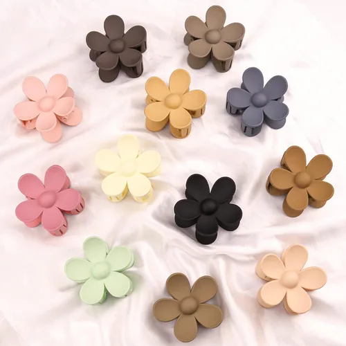 Miniatura 6 de 12 pinzas de flores para mujeres y niñas, clips de mandíbula grandes y fuertes en 12 colores mate para cabello grueso y fino