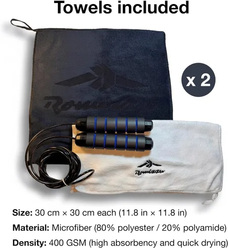 Miniatura 2 de Cuerda de saltar ajustable para artes marciales y fitness, cable sin enredos, asas ergonómicas de espuma y rodamientos de bolas, incluye toalla