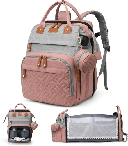 Miniatura 9 de Mochila para Pañales, Bolsa de Pañales Impermeable Multifunción para Bebé, con Estación de Cambio de Pañales, Artículos Esenciales Imprescindibles