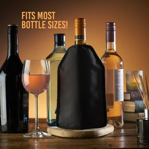 Miniatura 2 de Funda para enfriador de vino de gel sólido, enfriador de botellas reutilizable, color negro