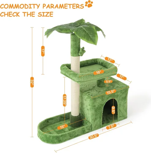 Miniatura 3 de Colección Athena - Pequeño Árbol para Gatos con Torre y Rascador, Árbol para Gatos Moderno y Bonito de 32 Pulgadas con Confortable Nido, Bola