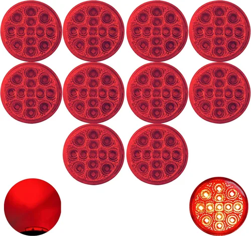 Miniatura 14 de All Star Truck Parts 10 unidades de luz LED redonda de 2 pulgadas con espacio para marcador lateral [13 LED]