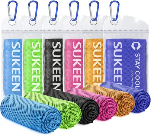 Miniatura 11 de Sukeen Paquete de 4 toallas de enfriamiento (40 x 12 pulgadas), toalla fresca de microfibra, suave y transpirable, toalla fría para yoga, golf, Azul