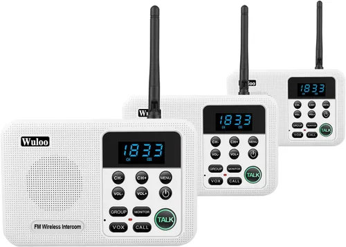 Miniatura 13 de Wuloo Intercomunicadores inalámbricos para el hogar 1 milla de alcance 22 canales 100 pantalla de visualización de código digital, sistema de Negro