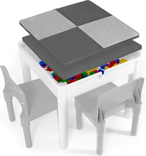 Miniatura 9 de Play Platoon Mesa y Silla de Actividades 5 en 1 para Niños - Mesa de Bloques de Construcción, STEM, Manualidades y Sensoriales para Niños Pequeños