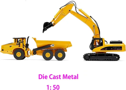 Miniatura 3 de Ailejia Modelos de aleación de juguete de camión articulado con volquete y excavadora a escala 1/50, vehículo de construcción, modelo de ingeniería