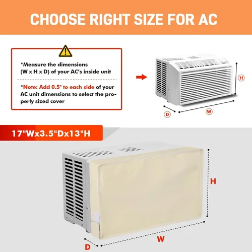 Miniatura 2 de Cubierta para aire acondicionado interior de 17" de ancho x 13" de alto x 3.5" de profundidad, cubierta de ventana de CA de 3 capas a prueba de Beige