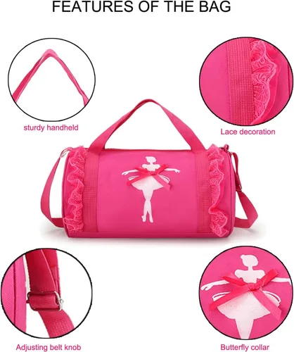 Miniatura 4 de Linda mochila de ballet para bailar tutú, bolsa de baile, impermeable, pequeña, bolsa de ballet, bolsa de gimnasio (morado)