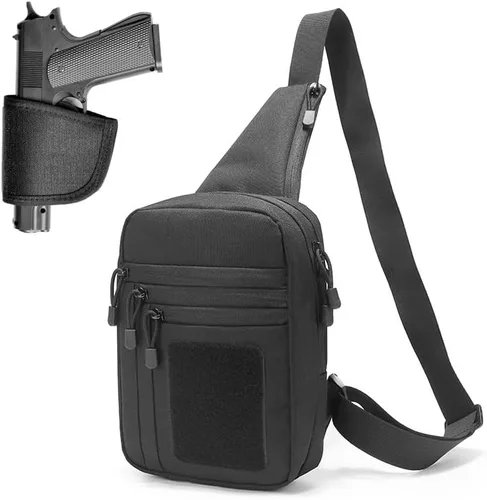 FLWVOG Bolsa cruzada de transporte oculta para hombres, bolsa Ccw Sling Bag EDC Bolsa de transporte de hombro bolsa de pecho Bolsas de pistola para