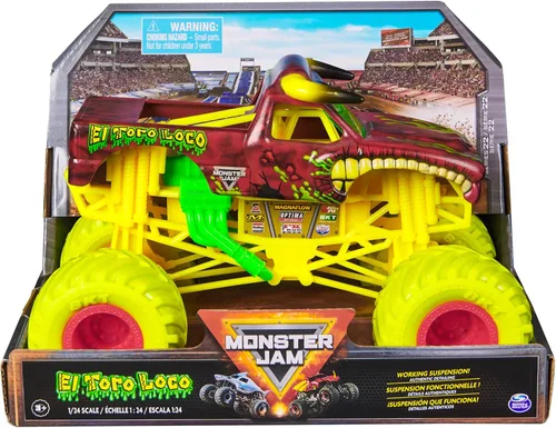Miniatura 9 de Monster Jam, Camión monstruo oficial de El Toro Loco, vehículo de colección fundido a presión, escala 1:24, juguetes para niños y niñas a partir
