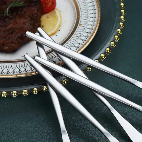Miniatura 7 de HOMQUEN Cuchillos de cena, 6 piezas, cuchillo de cena de plata mate de acero inoxidable, cuchillo de mantequilla resistente, cuchillos