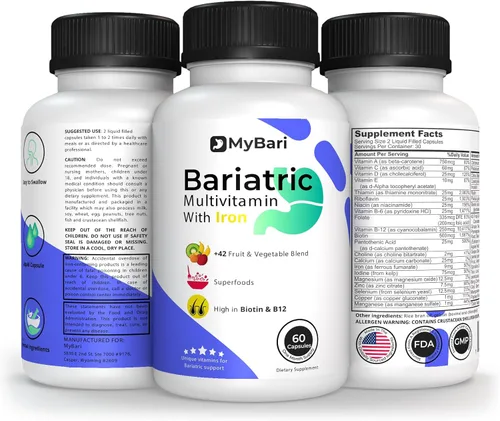 Miniatura 9 de Multivitamínico bariátrico todo en uno con hierro, fabricado en Estados Unidos, para hombres y mujeres, soporta manga gástrica y bypass con más